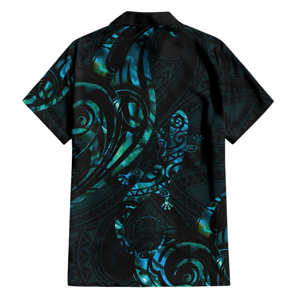 New Zealand Skink Family Matching Summer Maxi Dress and Hawaiian Shirt Aotearoa Maori Mix Paua Shell LT14 - Polynesian Pride