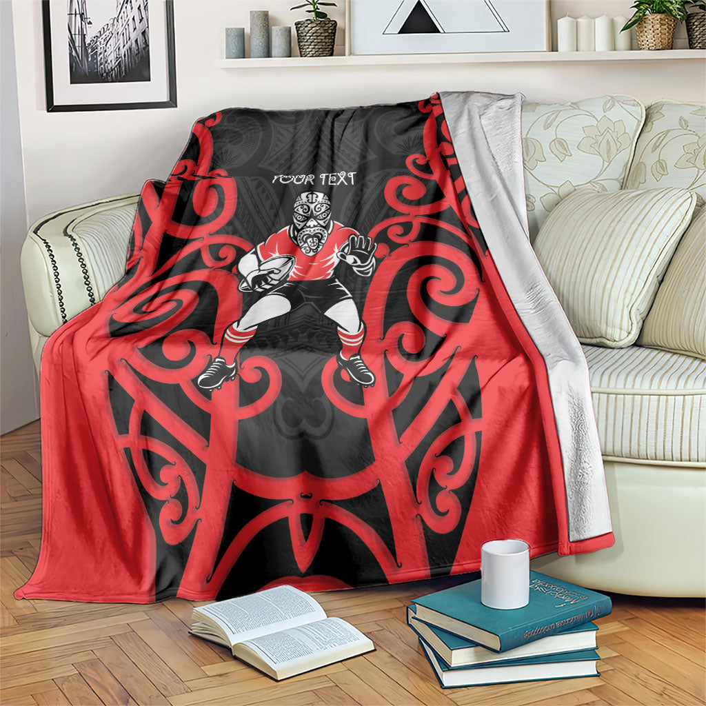 Counties Manukau Custom Rugby New Zealand Blanket Aotearoa Maori Pukana Tiki Mascot