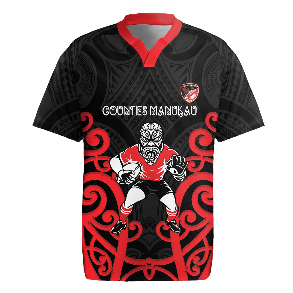 Counties Manukau Custom Rugby New Zealand Rugby Jersey Aotearoa Maori Pukana Tiki Mascot
