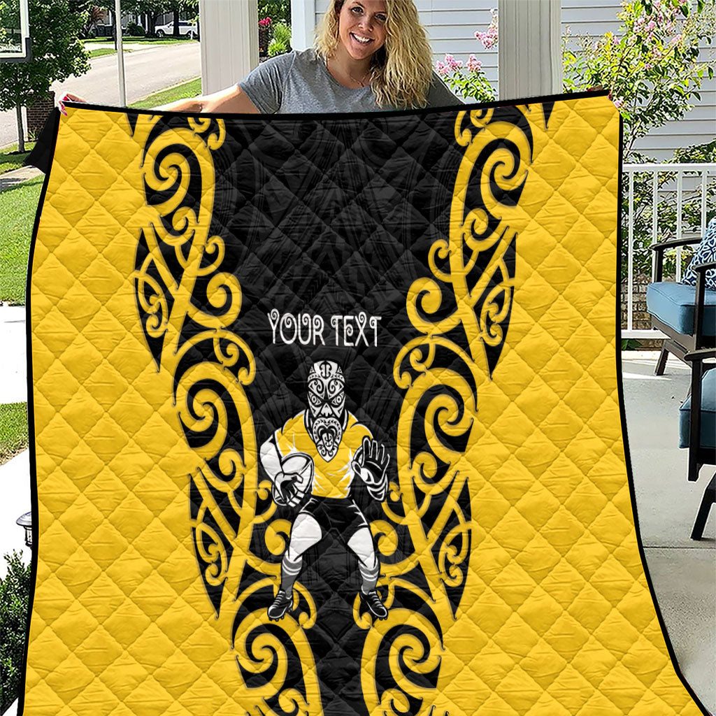 Wellington Custom Rugby New Zealand Quilt Aotearoa Maori Pukana Tiki Mascot