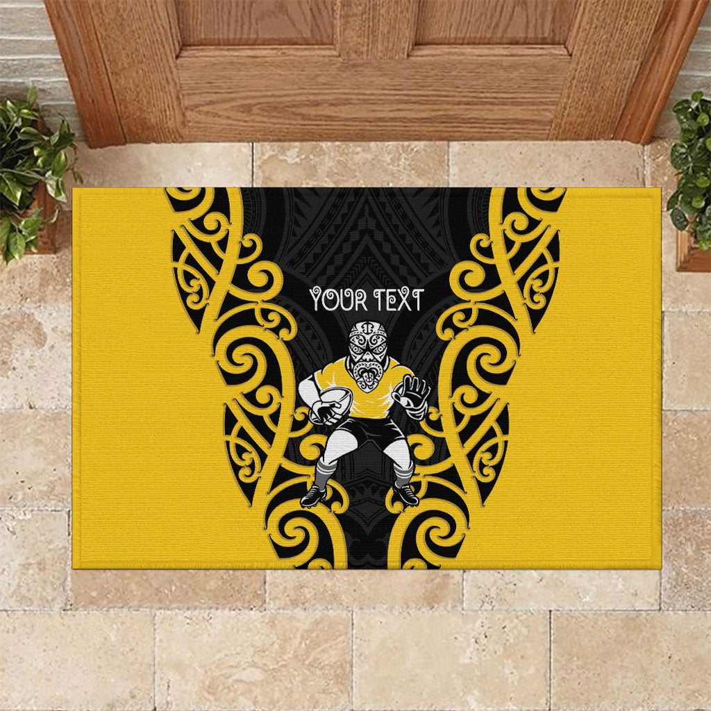 Wellington Custom Rugby New Zealand Rubber Doormat Aotearoa Maori Pukana Tiki Mascot