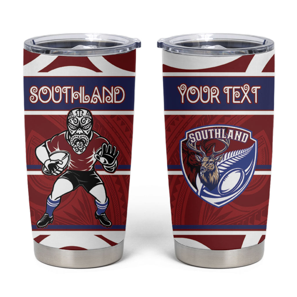 Southland Custom Rugby New Zealand Tumbler Cup Aotearoa Maori Pukana Tiki Mascot