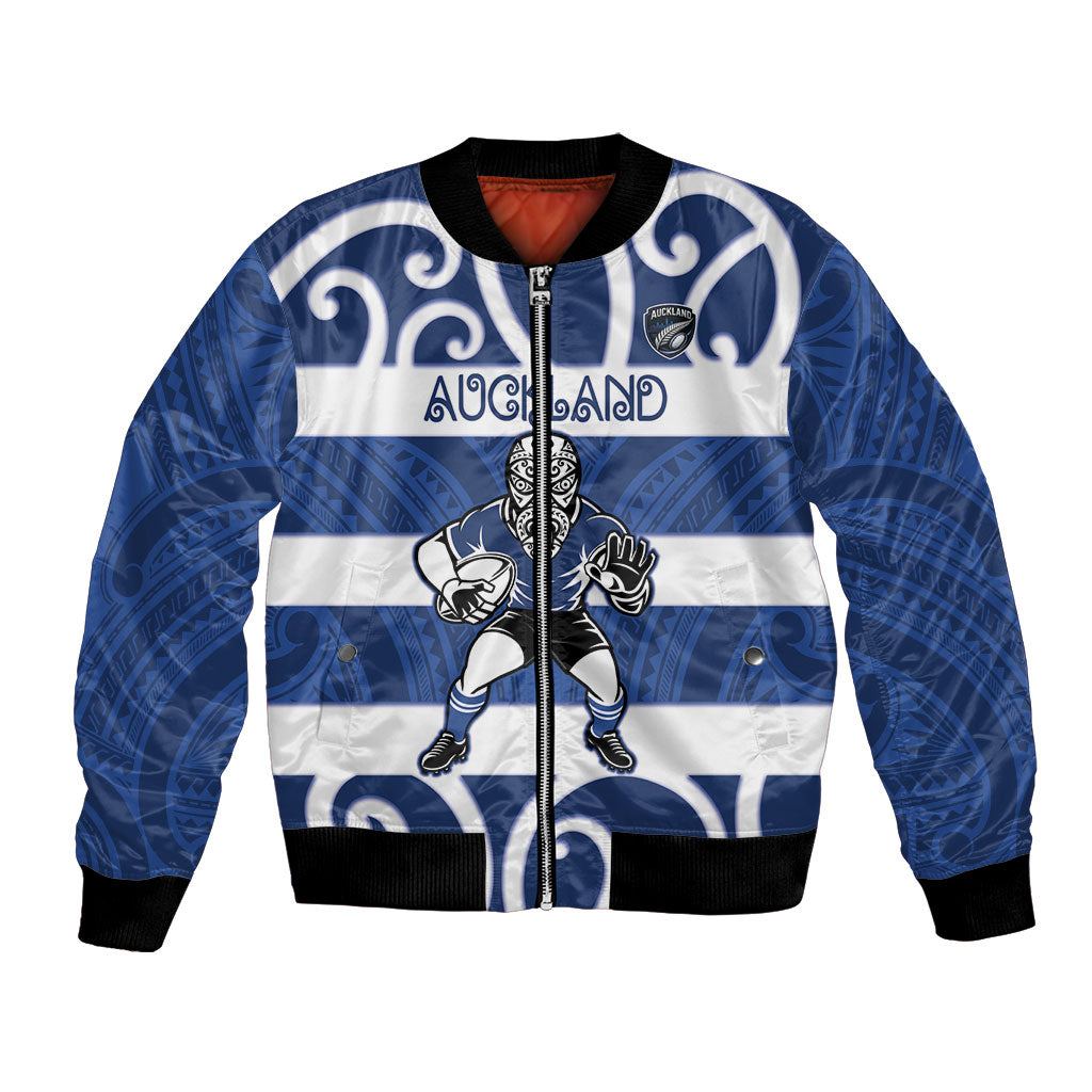 Auckland Custom Rugby New Zealand Bomber Jacket Aotearoa Maori Pukana Tiki Mascot