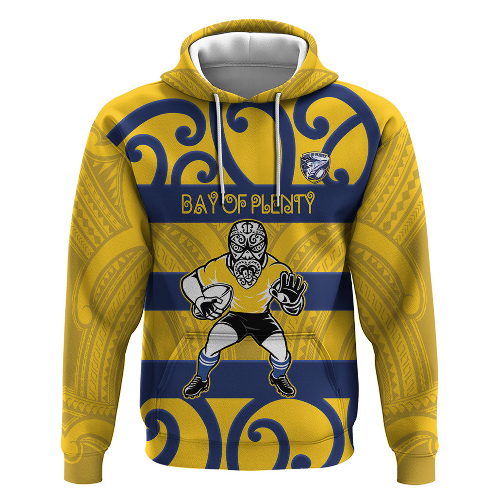 Bay of Plenty Custom Rugby New Zealand Hoodie Aotearoa Maori Pukana Tiki Mascot