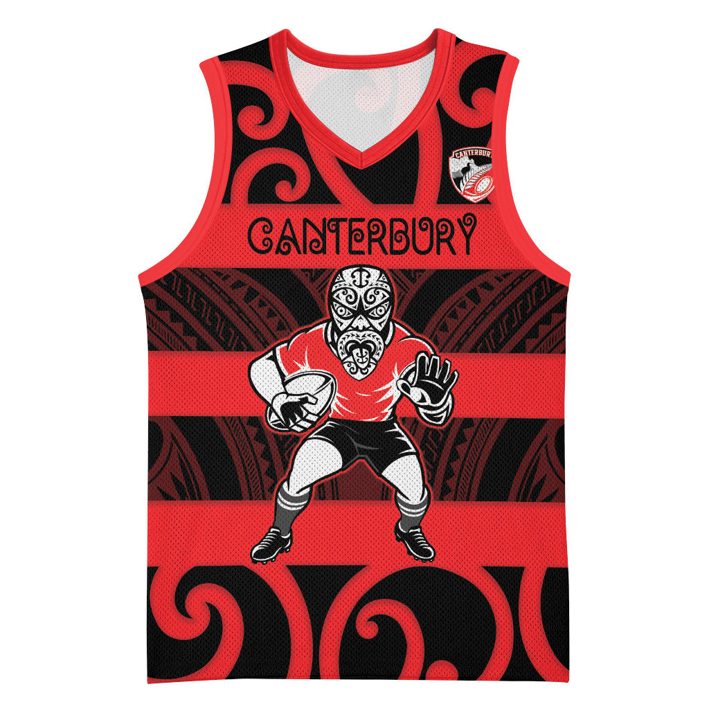 Canterbury Custom Rugby New Zealand Basketball Jersey Aotearoa Maori Pukana Tiki Mascot