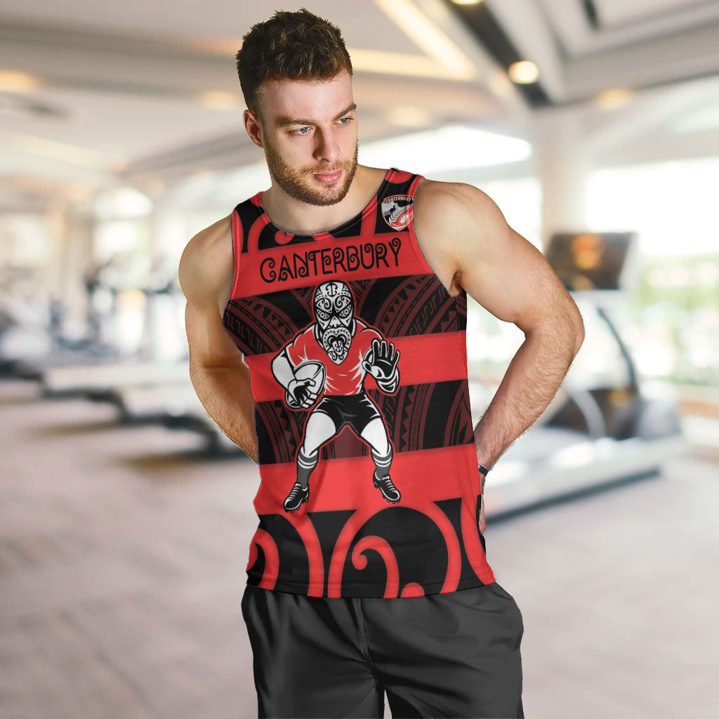 Canterbury Custom Rugby New Zealand Men Tank Top Aotearoa Maori Pukana Tiki Mascot