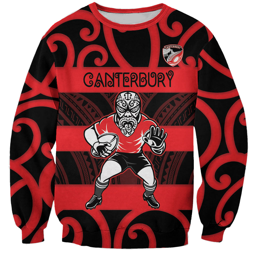 Canterbury Custom Rugby New Zealand Sweatshirt Aotearoa Maori Pukana Tiki Mascot