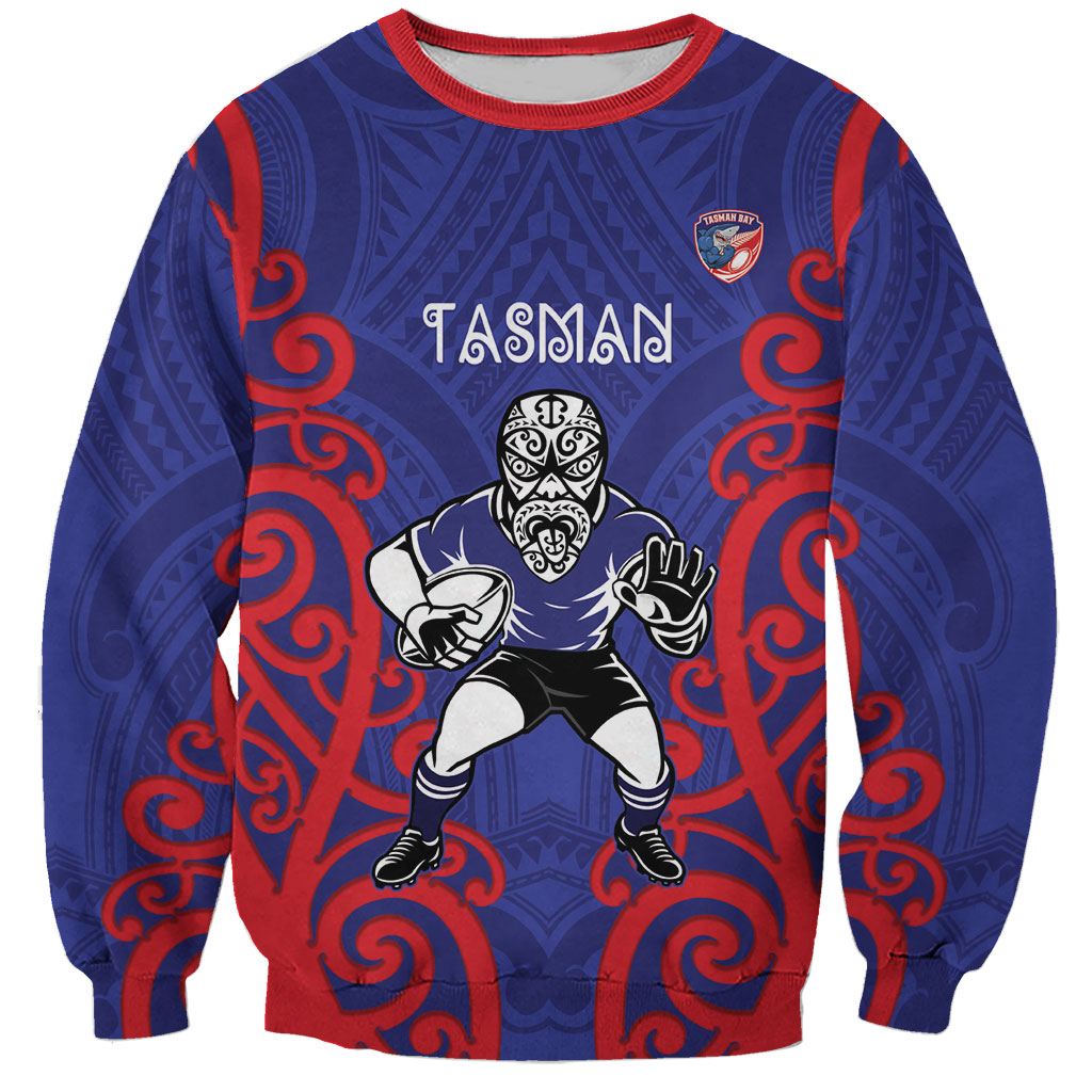 Tasman Custom Rugby New Zealand Sweatshirt Aotearoa Maori Pukana Tiki Mascot