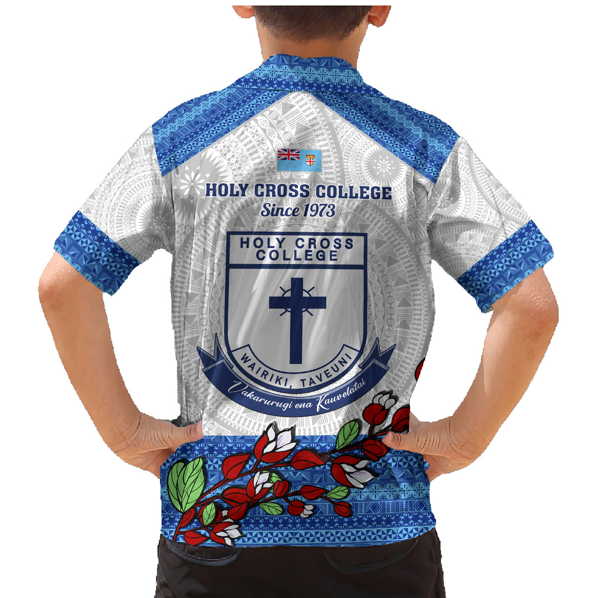 Fiji Holy Cross College Family Matching Mermaid Dress and Hawaiian Shirt Happy 50th Anniversary Fijian Tagimoucia Tapa Pattern LT14 - Polynesian Pride