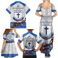 Fiji Holy Cross College Family Matching Summer Maxi Dress and Hawaiian Shirt Happy 50th Anniversary Fijian Tagimoucia Tapa Pattern LT14 - Polynesian Pride