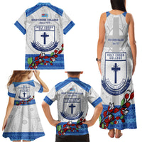 Fiji Holy Cross College Family Matching Tank Maxi Dress and Hawaiian Shirt Happy 50th Anniversary Fijian Tagimoucia Tapa Pattern LT14 - Polynesian Pride