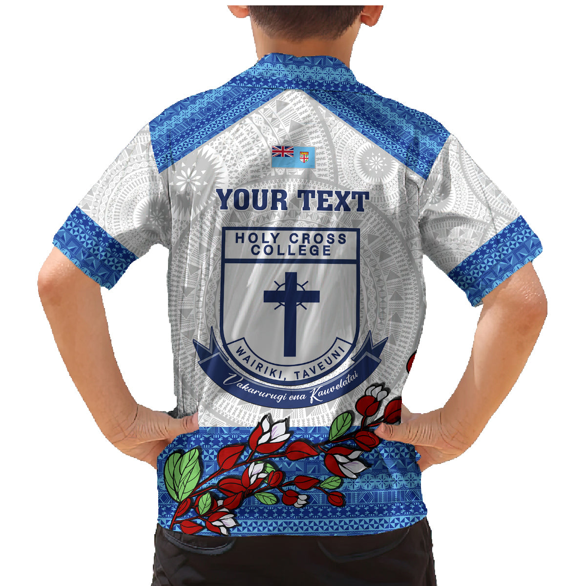 Personalised Fiji Holy Cross College Family Matching Mermaid Dress and Hawaiian Shirt Happy 50th Anniversary Fijian Tagimoucia Tapa Pattern LT14 - Polynesian Pride