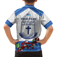 Personalised Fiji Holy Cross College Family Matching Tank Maxi Dress and Hawaiian Shirt Happy 50th Anniversary Fijian Tagimoucia Tapa Pattern LT14 - Polynesian Pride