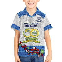 Personalised Fiji Holy Cross College Family Matching Tank Maxi Dress and Hawaiian Shirt Happy 50th Anniversary Fijian Tagimoucia Tapa Pattern LT14 Son's Shirt White - Polynesian Pride