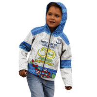 Personalised Fiji Holy Cross College Kid Hoodie Happy 50th Anniversary Fijian Tagimoucia Tapa Pattern LT14 - Polynesian Pride
