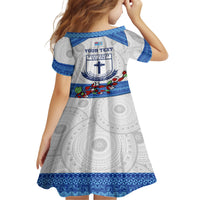 Personalised Fiji Holy Cross College Kid Short Sleeve Dress Happy 50th Anniversary Fijian Tagimoucia Tapa Pattern LT14 - Polynesian Pride