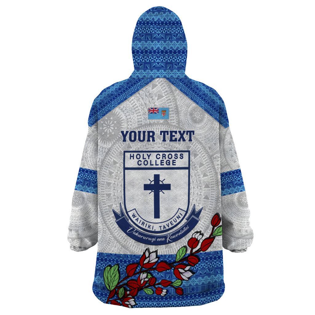 Personalised Fiji Holy Cross College Wearable Blanket Hoodie Happy 50th Anniversary Fijian Tagimoucia Tapa Pattern LT14 - Polynesian Pride