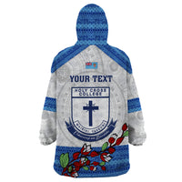 Personalised Fiji Holy Cross College Wearable Blanket Hoodie Happy 50th Anniversary Fijian Tagimoucia Tapa Pattern LT14 - Polynesian Pride