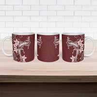 Oxblood Hawaii Ceramic Mug Hammerhead Shark Tattoo Curve Polynesian - Polynesian Pride