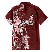 Oxblood Hawaii Family Matching Long Sleeve Bodycon Dress and Hawaiian Shirt Hammerhead Shark Tattoo Curve Polynesian LT14 - Polynesian Pride