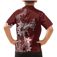 Oxblood Hawaii Family Matching Mermaid Dress and Hawaiian Shirt Hammerhead Shark Tattoo Curve Polynesian LT14 - Polynesian Pride