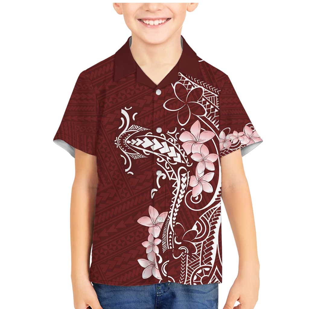 Oxblood Hawaii Family Matching Mermaid Dress and Hawaiian Shirt Hammerhead Shark Tattoo Curve Polynesian LT14 Son's Shirt Oxblood - Polynesian Pride