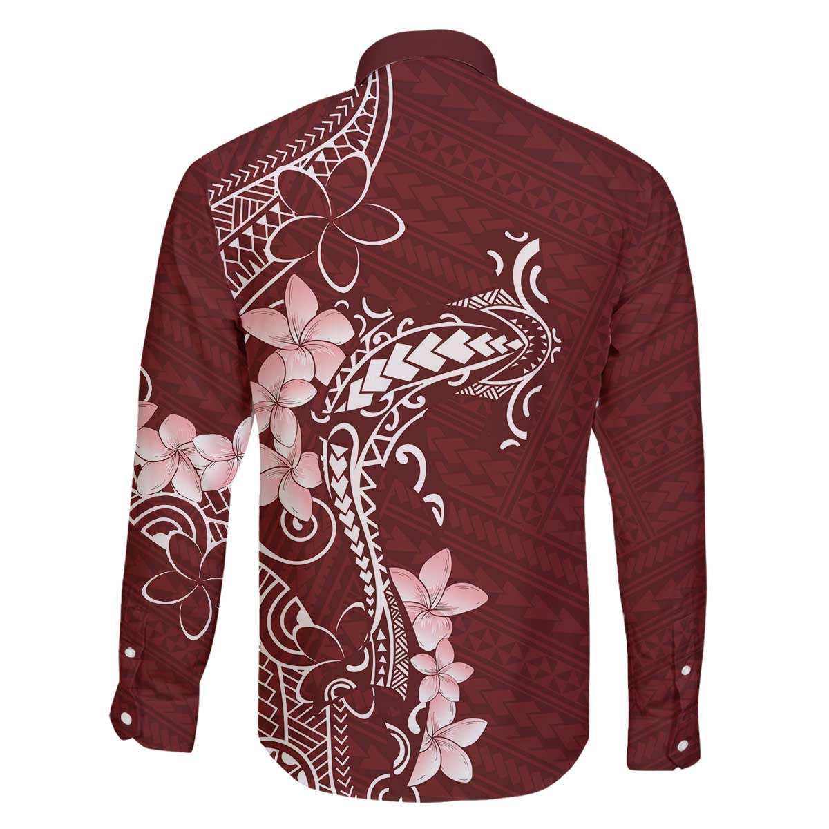 Oxblood Hawaii Family Matching Off The Shoulder Long Sleeve Dress and Hawaiian Shirt Hammerhead Shark Tattoo Curve Polynesian LT14 - Polynesian Pride