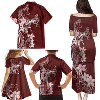 Oxblood Hawaii Family Matching Puletasi and Hawaiian Shirt Hammerhead Shark Tattoo Curve Polynesian LT14 - Polynesian Pride