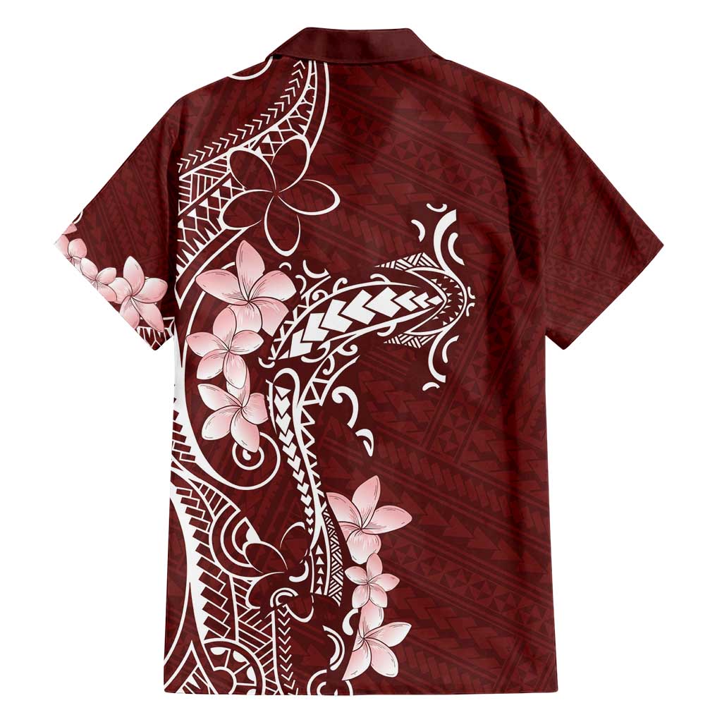 Oxblood Hawaii Family Matching Puletasi and Hawaiian Shirt Hammerhead Shark Tattoo Curve Polynesian LT14 - Polynesian Pride