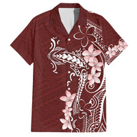 Oxblood Hawaii Family Matching Short Sleeve Bodycon Dress and Hawaiian Shirt Hammerhead Shark Tattoo Curve Polynesian LT14 Dad's Shirt - Short Sleeve Oxblood - Polynesian Pride