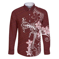 Oxblood Hawaii Family Matching Short Sleeve Bodycon Dress and Hawaiian Shirt Hammerhead Shark Tattoo Curve Polynesian LT14 Dad's Shirt - Long Sleeve Oxblood - Polynesian Pride