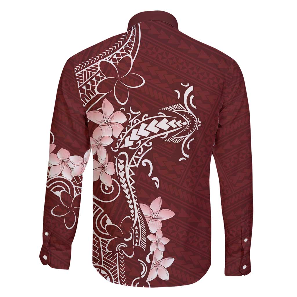 Oxblood Hawaii Family Matching Short Sleeve Bodycon Dress and Hawaiian Shirt Hammerhead Shark Tattoo Curve Polynesian LT14 - Polynesian Pride
