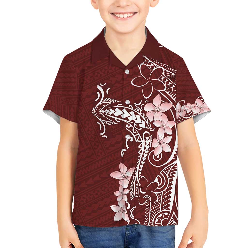 Oxblood Hawaii Family Matching Summer Maxi Dress and Hawaiian Shirt Hammerhead Shark Tattoo Curve Polynesian LT14 Son's Shirt Oxblood - Polynesian Pride