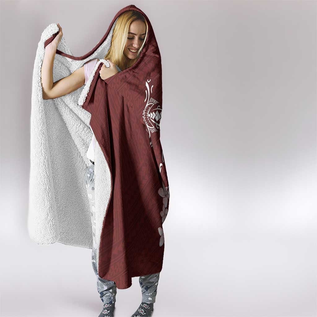 Oxblood Hawaii Hooded Blanket Hammerhead Shark Tattoo Curve Polynesian - Polynesian Pride