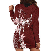Oxblood Hawaii Hoodie Dress Hammerhead Shark Tattoo Curve Polynesian - Polynesian Pride