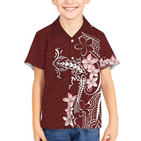 Oxblood Hawaii Kid Hawaiian Shirt Hammerhead Shark Tattoo Curve Polynesian - Polynesian Pride