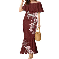 Oxblood Hawaii Mermaid Dress Hammerhead Shark Tattoo Curve Polynesian LT14 Women Oxblood - Polynesian Pride