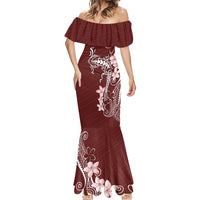 Oxblood Hawaii Mermaid Dress Hammerhead Shark Tattoo Curve Polynesian LT14 - Polynesian Pride