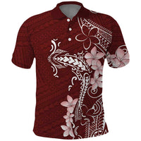 Oxblood Hawaii Polo Shirt Hammerhead Shark Tattoo Curve Polynesian - Polynesian Pride