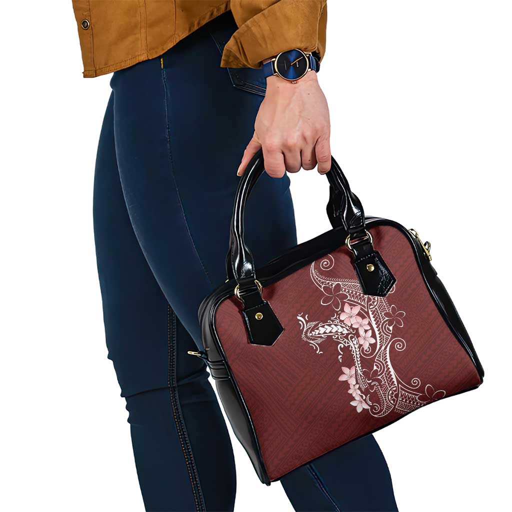 Oxblood Hawaii Shoulder Handbag Hammerhead Shark Tattoo Curve Polynesian - Polynesian Pride
