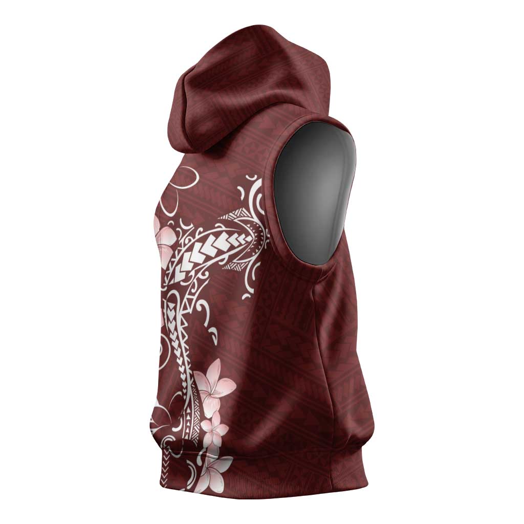 Oxblood Hawaii Sleeveless Hoodie Hammerhead Shark Tattoo Curve Polynesian - Polynesian Pride