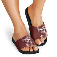 Oxblood Hawaii Slide Sandals Hammerhead Shark Tattoo Curve Polynesian - Polynesian Pride