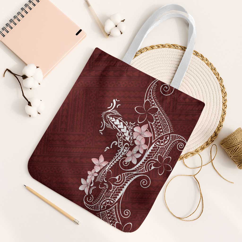 Oxblood Hawaii Tote Bag Hammerhead Shark Tattoo Curve Polynesian - Polynesian Pride