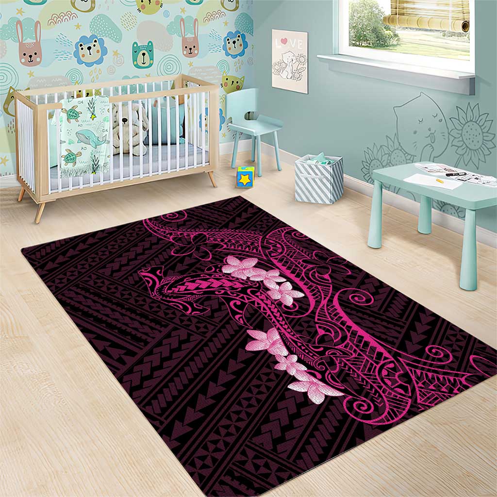 Pink Hawaii Area Rug Hammerhead Shark Tattoo Curve Polynesian - Polynesian Pride