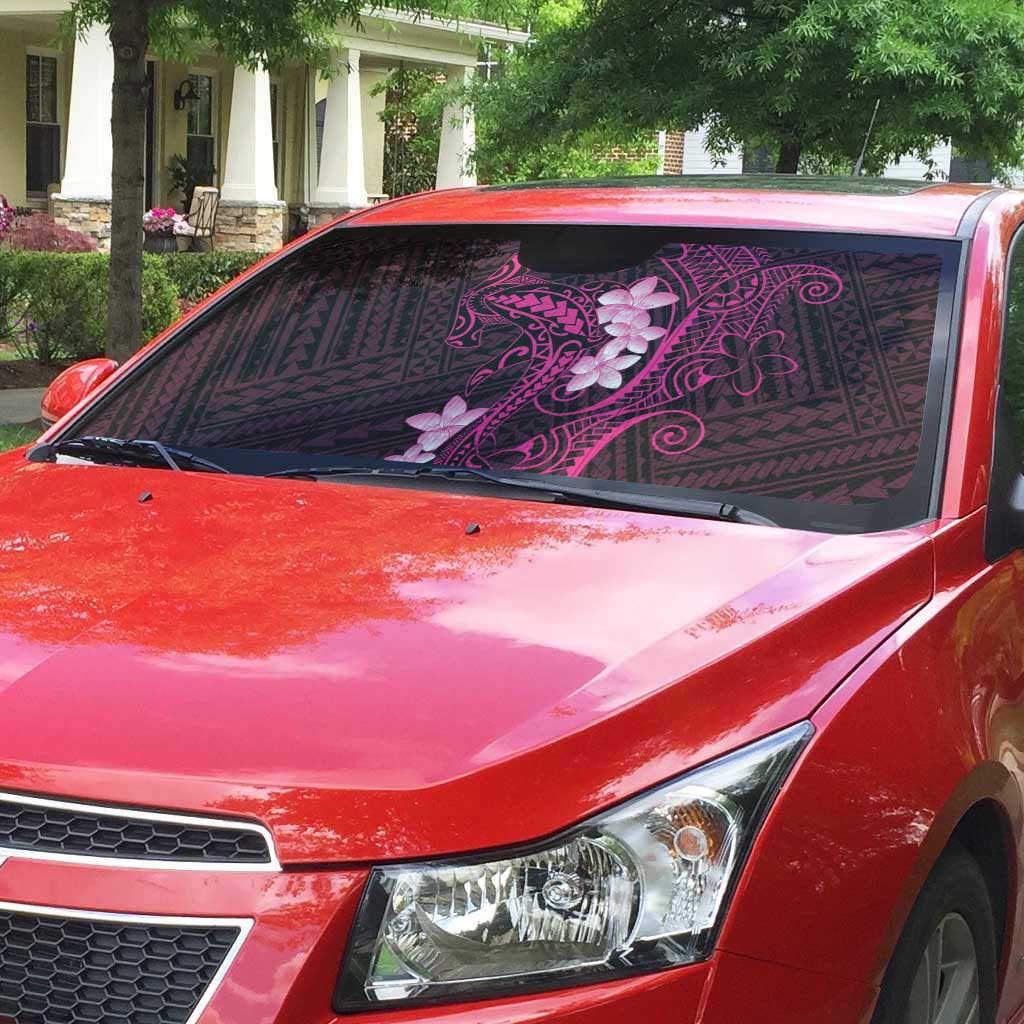 Pink Hawaii Auto Sun Shade Hammerhead Shark Tattoo Curve Polynesian - Polynesian Pride