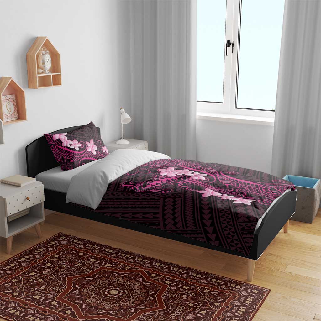 Pink Hawaii Bedding Set Hammerhead Shark Tattoo Curve Polynesian - Polynesian Pride