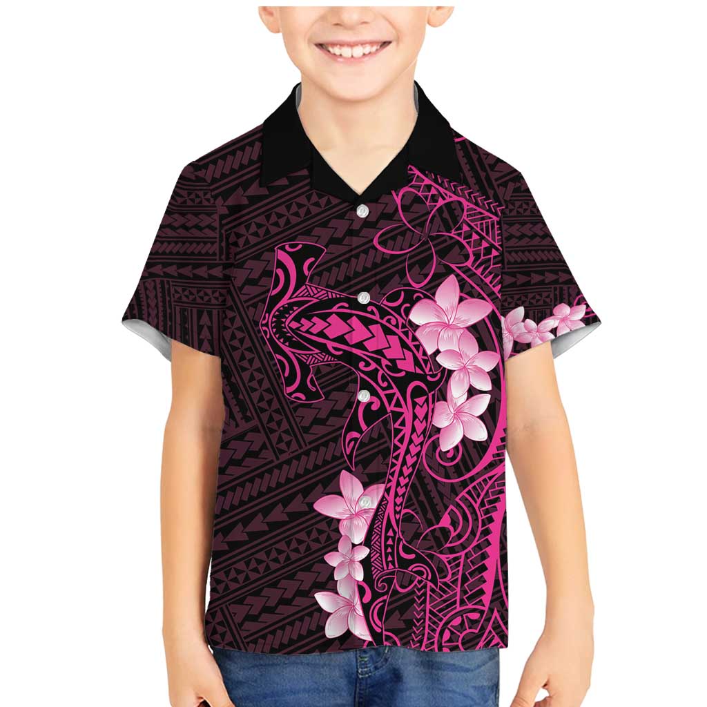 Pink Hawaii Family Matching Mermaid Dress and Hawaiian Shirt Hammerhead Shark Tattoo Curve Polynesian LT14 Son's Shirt Pink - Polynesian Pride