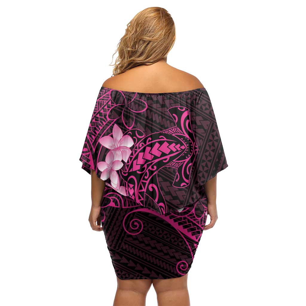 Pink Hawaii Family Matching Off Shoulder Short Dress and Hawaiian Shirt Hammerhead Shark Tattoo Curve Polynesian LT14 - Polynesian Pride