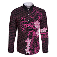 Pink Hawaii Family Matching Tank Maxi Dress and Hawaiian Shirt Hammerhead Shark Tattoo Curve Polynesian LT14 Dad's Shirt - Long Sleeve Pink - Polynesian Pride