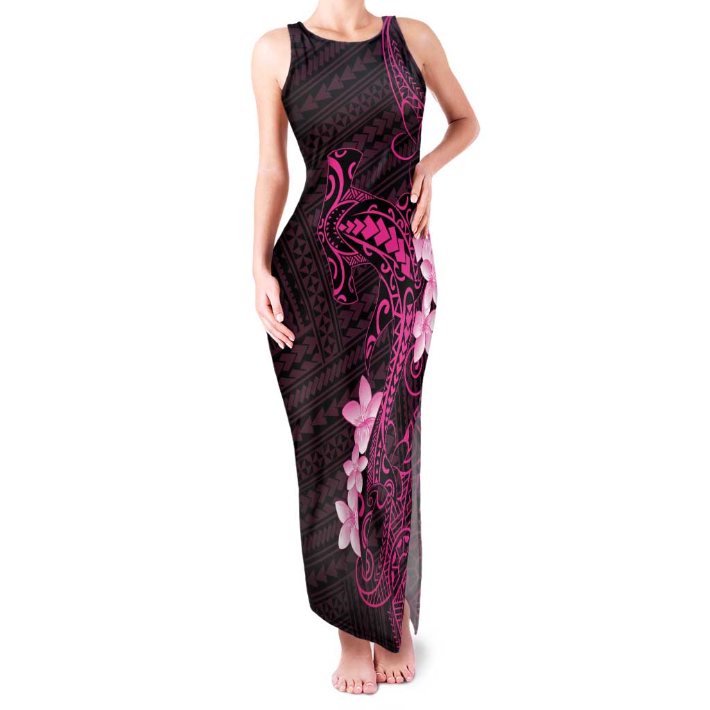 Pink Hawaii Family Matching Tank Maxi Dress and Hawaiian Shirt Hammerhead Shark Tattoo Curve Polynesian LT14 Mom's Dress Pink - Polynesian Pride